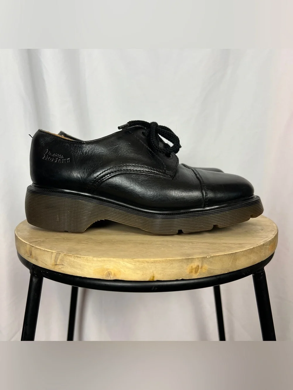Vintage 90s Black Dr. Martens Leather Lace Up Oxford Platforms
